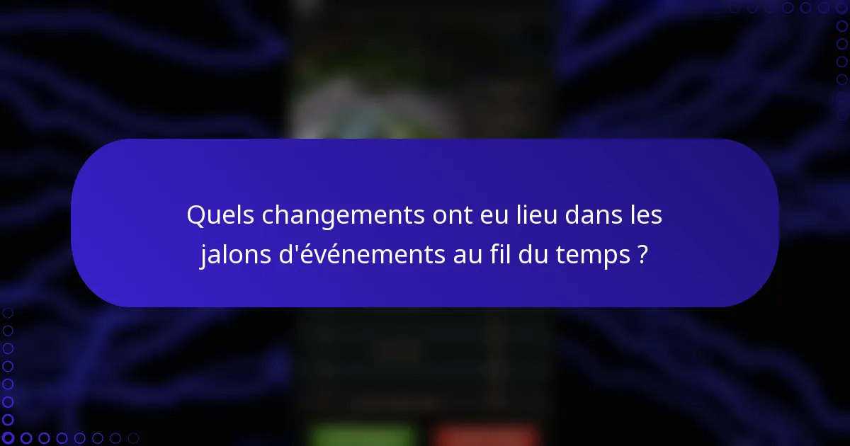 Quels changements ont eu lieu dans les jalons d'événements au fil du temps ?