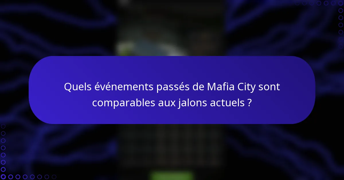 Quels événements passés de Mafia City sont comparables aux jalons actuels ?